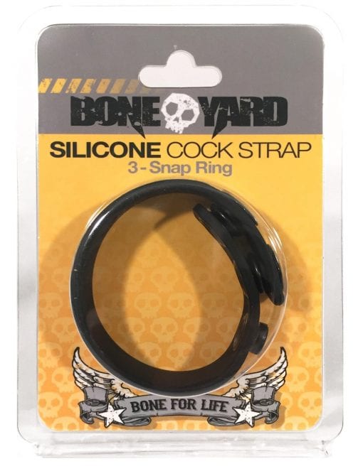 Boneyard Silicone Cock Strap - 3 Snap Ring - Black - Image 8