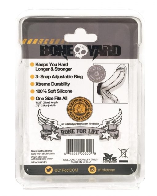 Boneyard Silicone Cock Strap - 3 Snap Ring - Black - Image 9