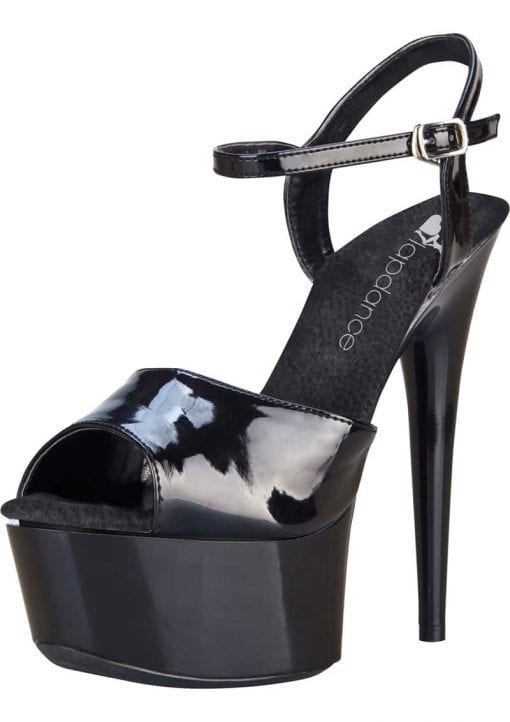 Black Platform Sandal With Quick Release Strap 6in Heel
