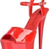 Red Platform Sandal With Quick Release Strap 6in Heel