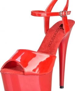 Red Platform Sandal With Quick Release Strap 6in Heel