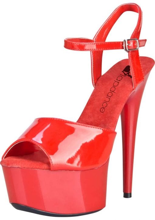 Red Platform Sandal With Quick Release Strap 6in Heel