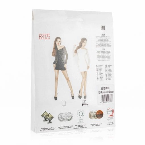 Mini Dress White With Mesh Sleeves and Sides - Image 3