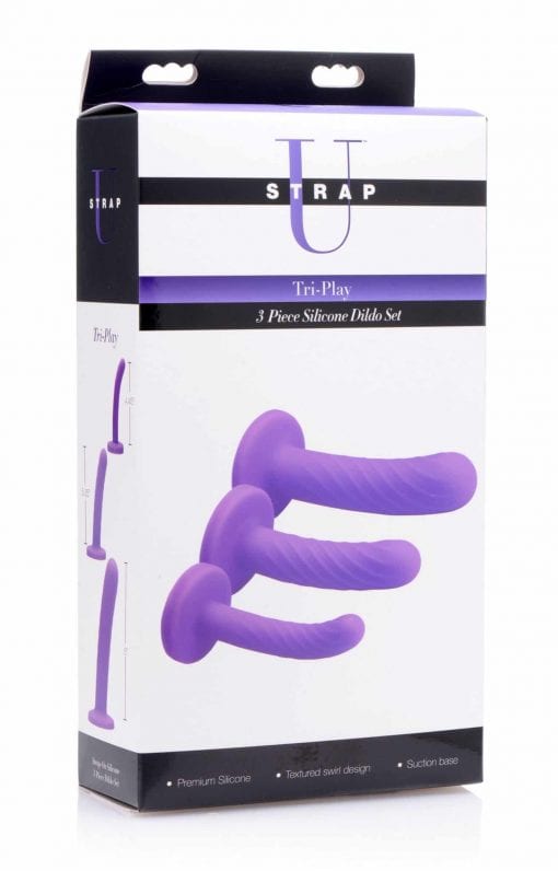 Tri-Play 3 Pc Purple Silicone Dildo Set - Image 2