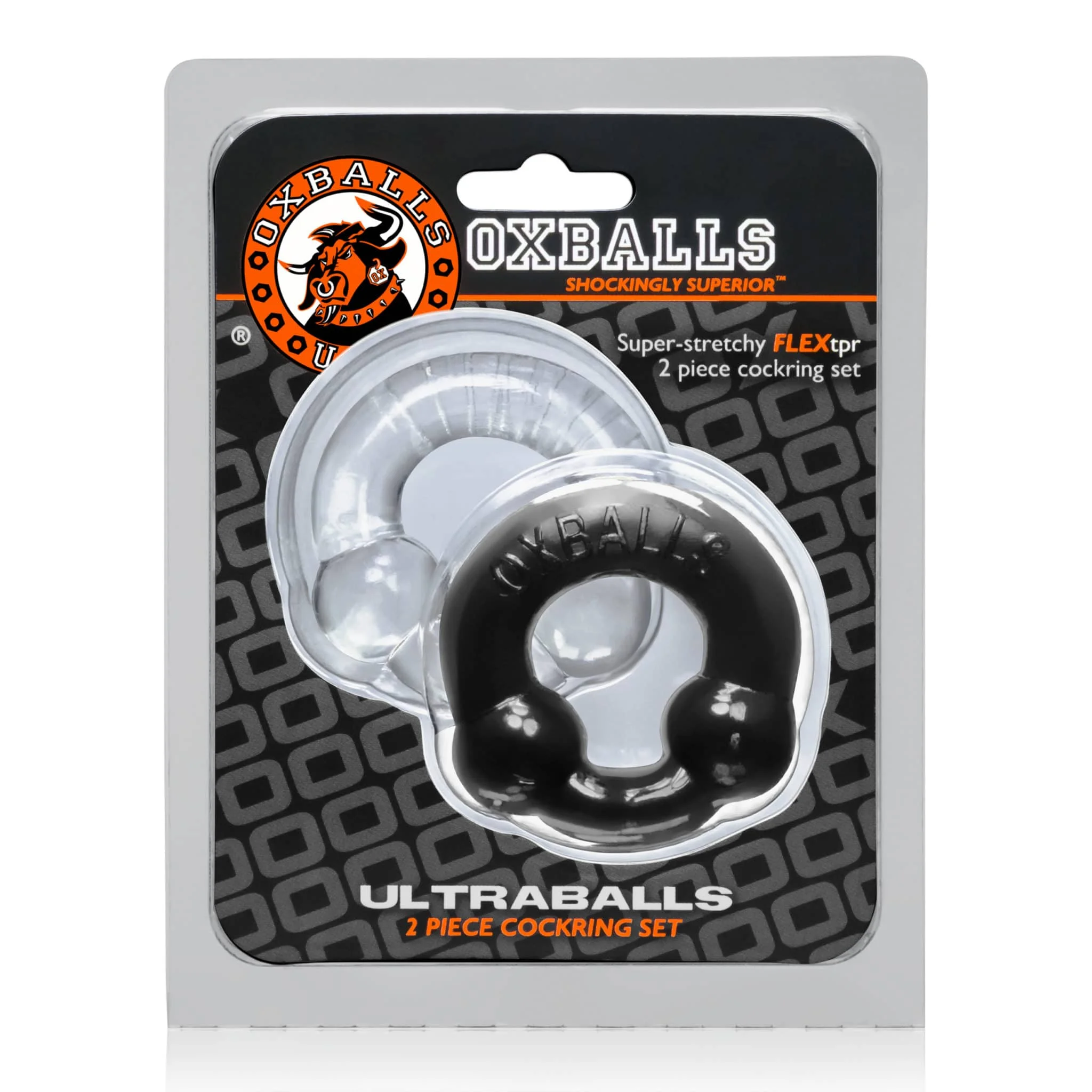 Ultraballs 2 Pk Cockring Black And Clear - Image 2