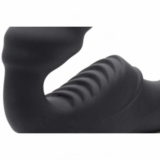 Slim Rider Ribbed Vibrating Silicone Strapless Strap On - Image 5