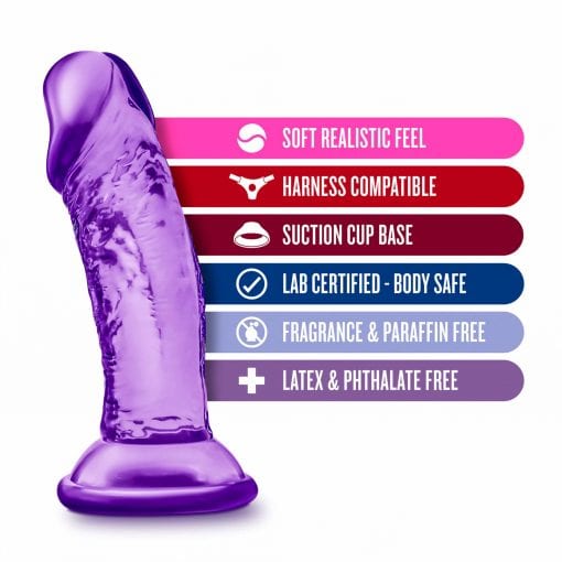 B Yours Sweet N Small  Dildo with Suction Cup 4in Purple - Image 7