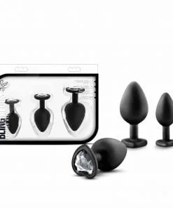 Luxe Bling Plugs Training Kit Black With Clear Gems