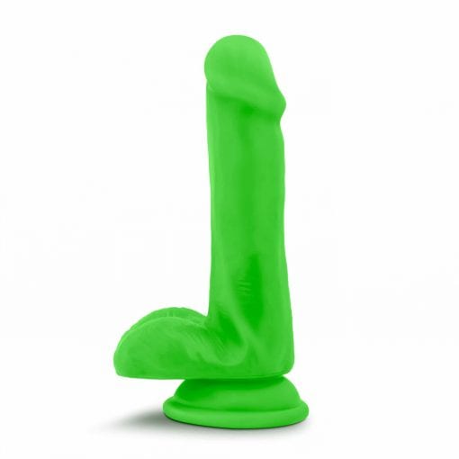 Neo Elite 6in Silicone Dual Density Cock with Balls Neon Green - Image 2
