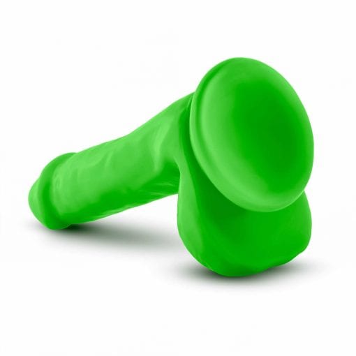 Neo Elite 6in Silicone Dual Density Cock with Balls Neon Green - Image 4