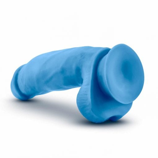Neo Elite 7in Silicone Dual Density Cock with Balls Neon Blue - Image 5
