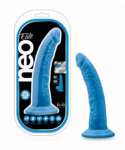 Neo Elite 7.5in Silicone Dual Density Cock Neon Blue
