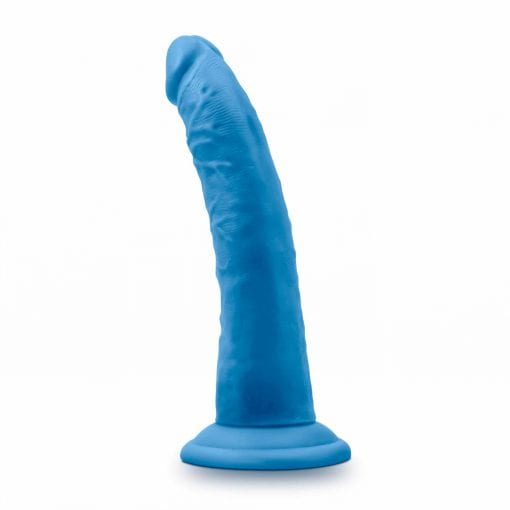 Neo Elite 7.5in Silicone Dual Density Cock Neon Blue - Image 3