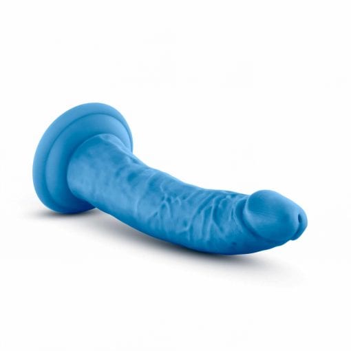 Neo Elite 7.5in Silicone Dual Density Cock Neon Blue - Image 4