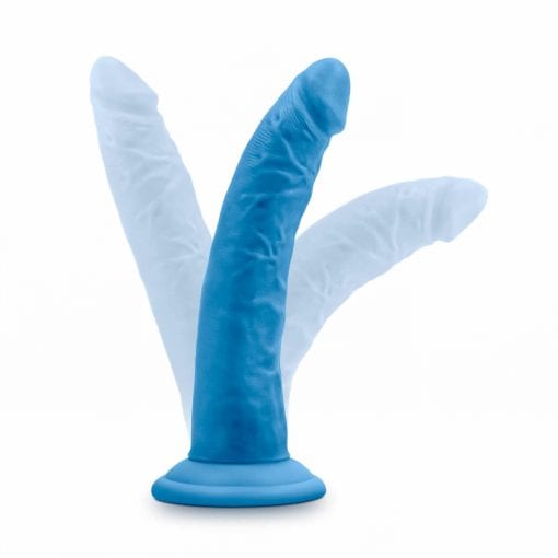 Neo Elite 7.5in Silicone Dual Density Cock Neon Blue - Image 6