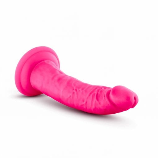 Neo Elite 7.5in Silicone Dual Density Cock Neon Pink - Image 4