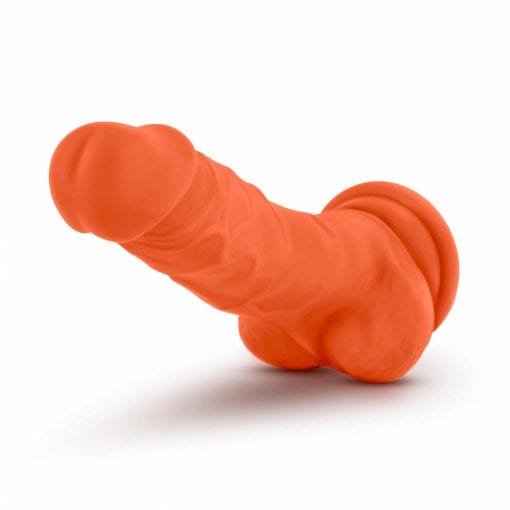 Neo Elite 7.5in Silicone Dual Density Cock with Balls Neon Orange - Image 4