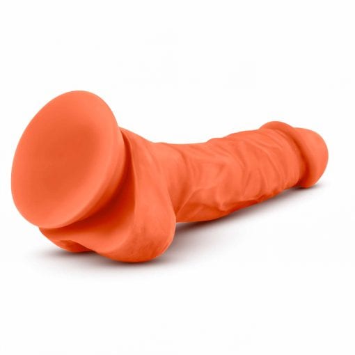 Neo Elite 7.5in Silicone Dual Density Cock with Balls Neon Orange - Image 5
