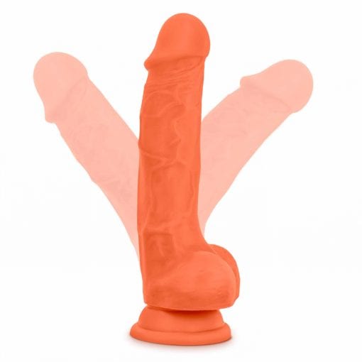 Neo Elite 7.5in Silicone Dual Density Cock with Balls Neon Orange - Image 6