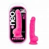 Neo Elite 7.5in Silicone Dual Density Cock with Balls Neon Pink