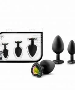 Luxe Bling Plugs Training Kit Black With Rainbow Gems