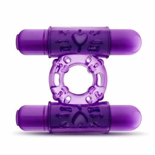 Play With Me Double Play Dual Vibrating Cock Ring Purple - Image 2