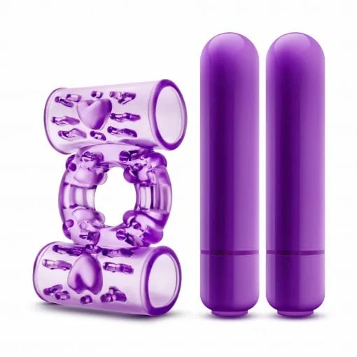 Play With Me Double Play Dual Vibrating Cock Ring Purple - Image 4