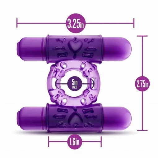 Play With Me Double Play Dual Vibrating Cock Ring Purple - Image 5