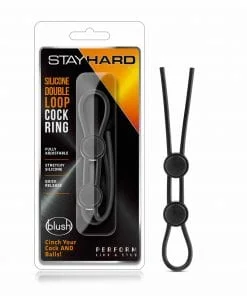 Stay Hard Silicone Double Loop Cock Ring Black