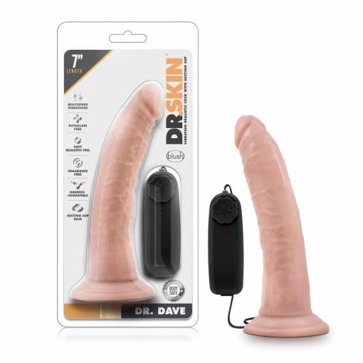 Dr Skin Dr Dave 7in Vibrating Cock with Suction Cup Vanilla