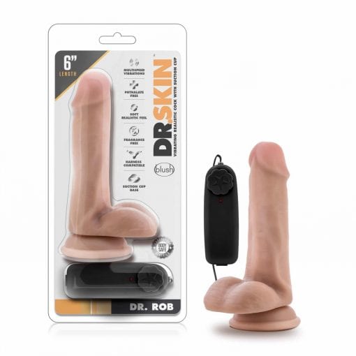 Dr Skin Dr Rob 6in Vibrating Cock with Suction Cup Vanilla