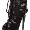 Black Lace Open Toe Platform Ankle Bootie 6in Heel