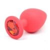 Red Silicone Anal Plug Large w Red Diamond
