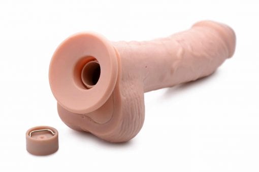 8.5in Dual Density Squirting Dildo Light Skin Tone w Remote - Image 5