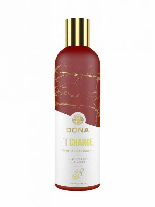 DONA Essential Massage Oil - Recharge - Lemongrass & Ginger - Massage 4 floz / 120 ml (T)