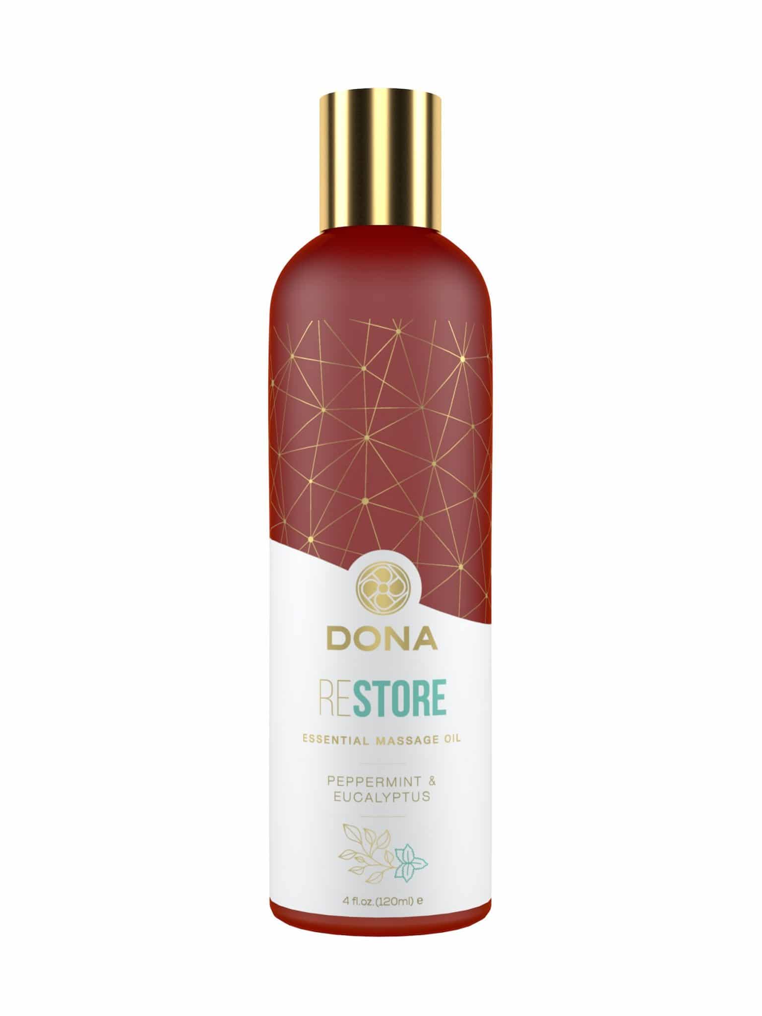 DONA Essential Massage Oil - Restore - Peppermint & Eucalyptus - Massage 4 floz / 120 ml (T)