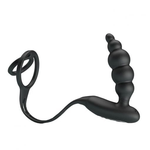Vibrating Penis Sleeve (Butt Plug and Cockring) Black