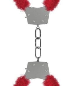 Pleasure Handcuffs Furry - Red