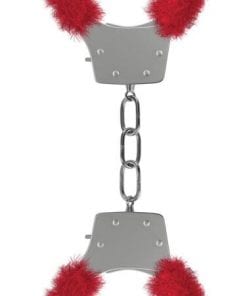 Pleasure Handcuffs Furry - Red