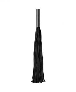 Leather Whip Metal Long - Black