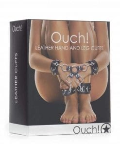 Leather Hand And Legcuffs - Black