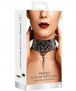 Collar with Leash - Love Street Art Fasion - Black