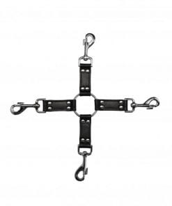 4-way Leather Hogtie Cross - Black