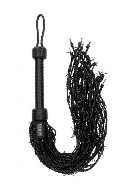 Leather Barbed Wire Flogger - Black