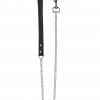 Leather Handle Chain Lead - Black