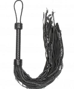 Leather Suede Barbed Wired Flogger - Black