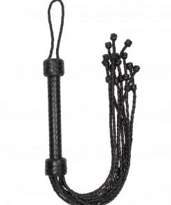 Short Leather  Braided Flogger - Black