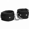 Ouch! Plush Leather Hand Cuffs - Black