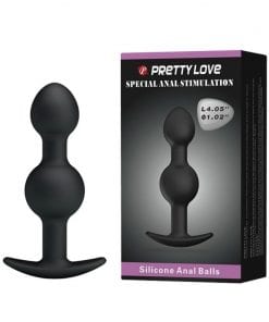 Silicone Anal Ball Butt Plug 4.05" x 1.02" Black