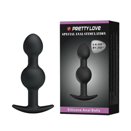 Silicone Anal Ball Butt Plug 4.05" x 1.02" Black